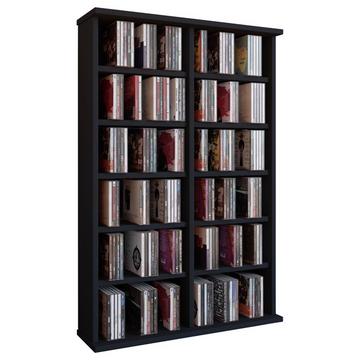 Holz CD DVD Stand Regal | CD Regal mit Platz für 300 CDs oder 130 DVDs oder 72-Videos | Maße: H. 92 x B. 60 x T. 18 cm. | Elegantes DVD Regal | Blu