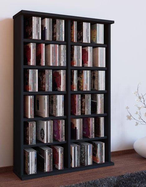 VCM Holz CD DVD Stand Regal | CD Regal mit Platz für 300 CDs oder 130 DVDs oder 72-Videos | Maße: H. 92 x B. 60 x T. 18 cm. | Elegantes DVD Regal | Blu  