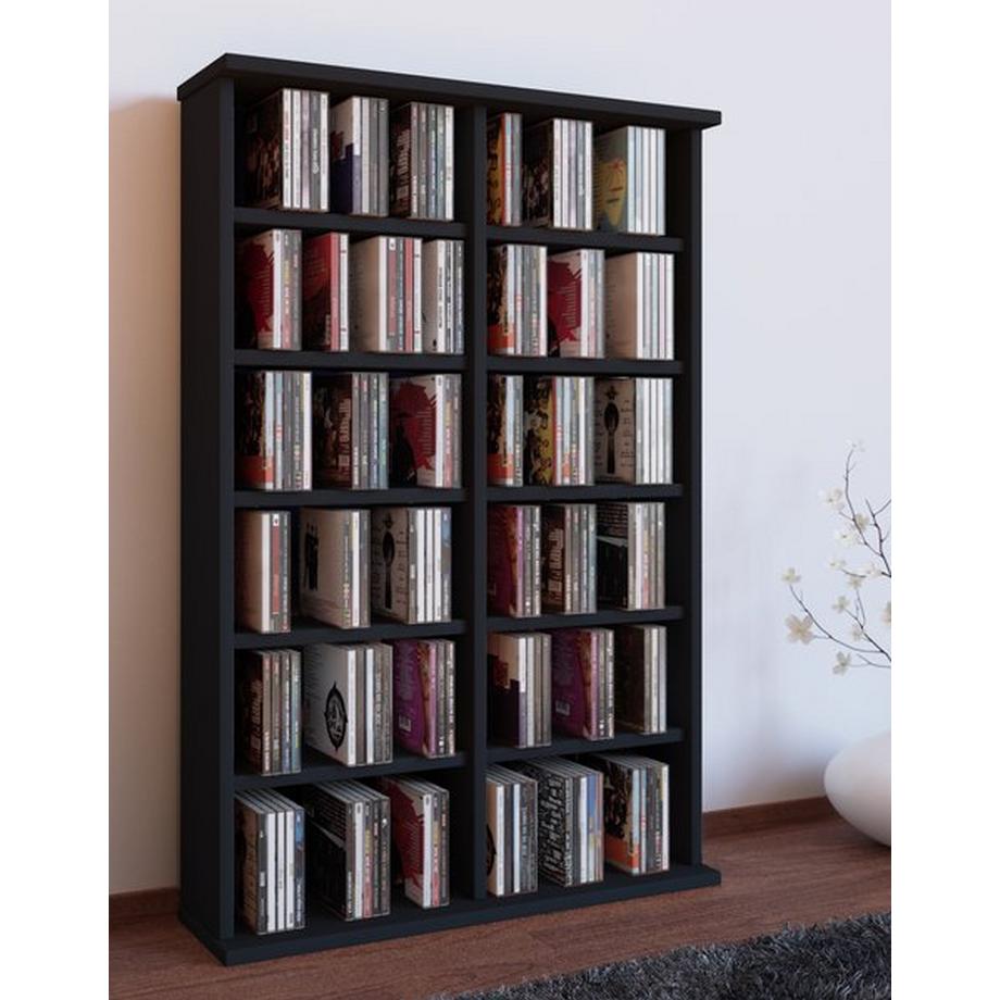VCM Holz CD DVD Stand Regal | CD Regal mit Platz für 300 CDs oder 130 DVDs oder 72-Videos | Maße: H. 92 x B. 60 x T. 18 cm. | Elegantes DVD Regal | Blu  