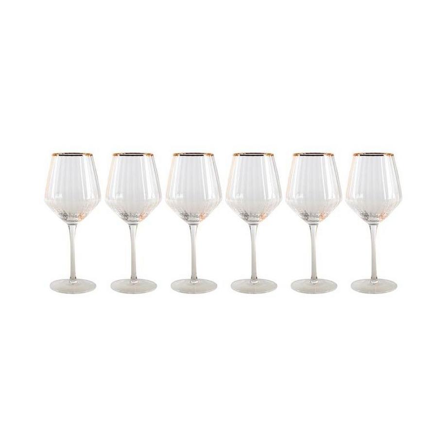 OZAIA  Lot de 6 verres à  vin striés style art décocl CELEBRATION verre liseré doré 