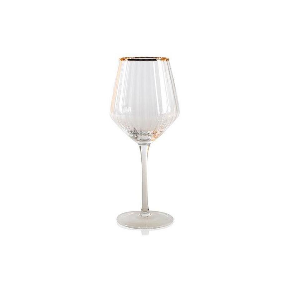OZAIA  Lot de 6 verres à  vin striés style art décocl CELEBRATION verre liseré doré 