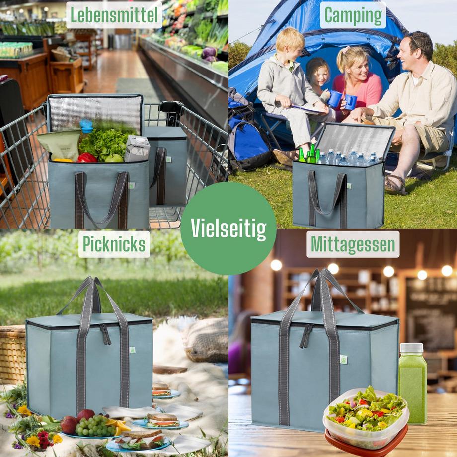 Only-bags.store  2 Stück Einkaufstasche Wiederverwendbare faltbare Kühltasche Einkaufskorb 