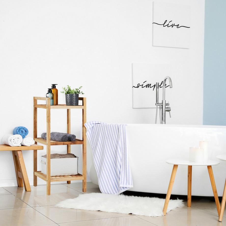 B2X Étagère de salle de bain en noyer 3 étagères  