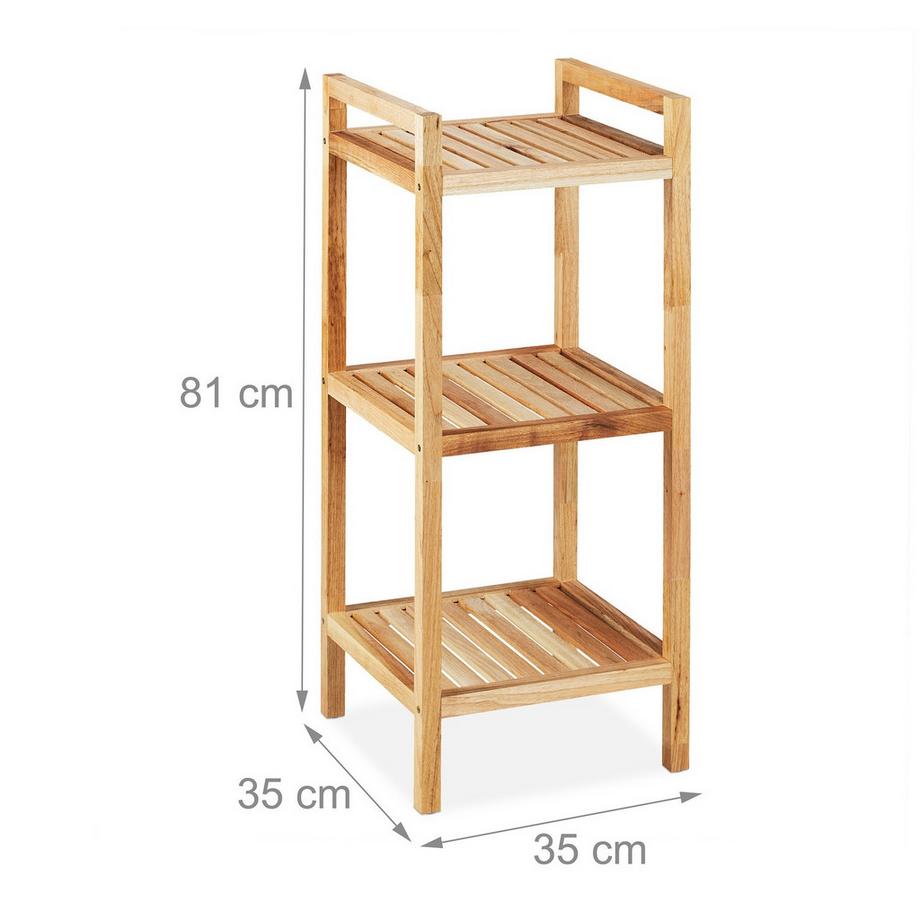 B2X Étagère de salle de bain en noyer 3 étagères  