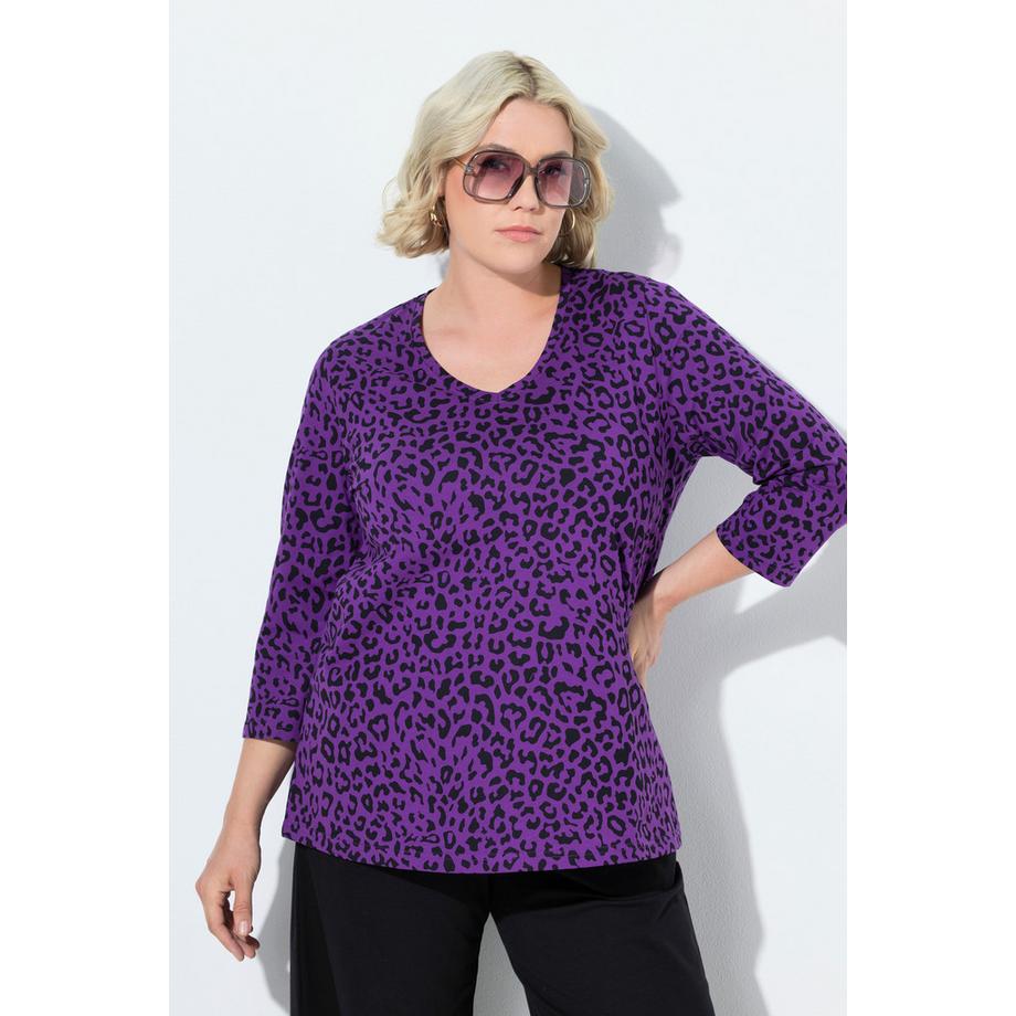 Ulla Popken T-shirt A-Line Scollo a V Maniche 3/4  