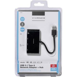 VIVANCO  IT-USB NET HUB Kabelgebunden USB 3.2 Gen 1 (3.1 Gen 1) Type-A Schwarz 