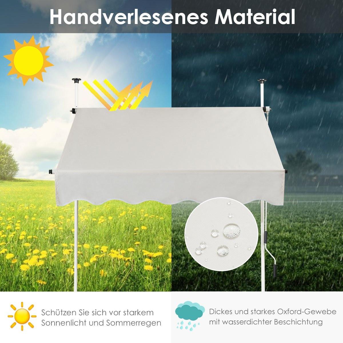 Northix Teleskop-Markise Sonnenschutz UV-abweisende wasserdichte Markise 150 x 120 cm Beige  