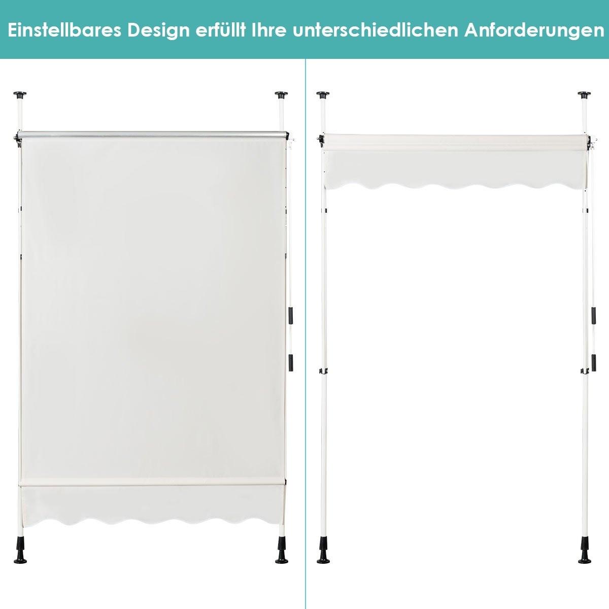 Northix Teleskop-Markise Sonnenschutz UV-abweisende wasserdichte Markise 150 x 120 cm Beige  