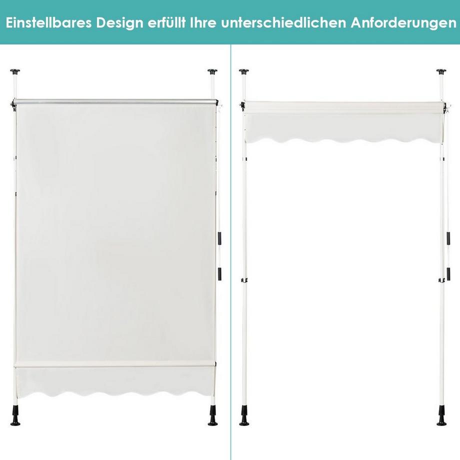 Northix Teleskop-Markise Sonnenschutz UV-abweisende wasserdichte Markise 150 x 120 cm Beige  