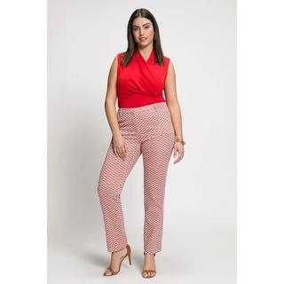 Ulla Popken  Pantaloni modello Sophie con stampa grafica, taglio della gamba aderente e cintura comfort 