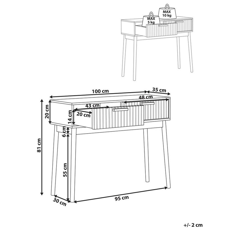 Beliani Tavolino consolle en Fibra a media densità (MDF) Mediterraneo LYNWOOD  