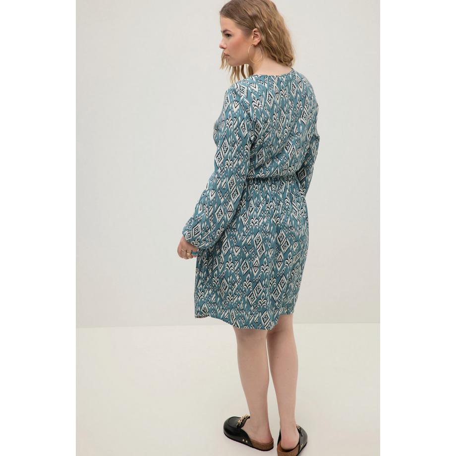 Studio Untold Mini A-Linien Tribal Print Langarmkleid  