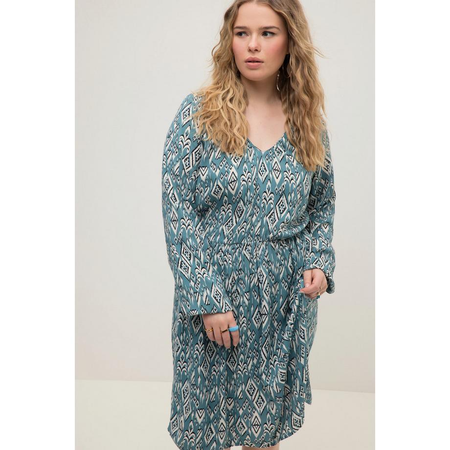 Studio Untold Mini A-Linien Tribal Print Langarmkleid  