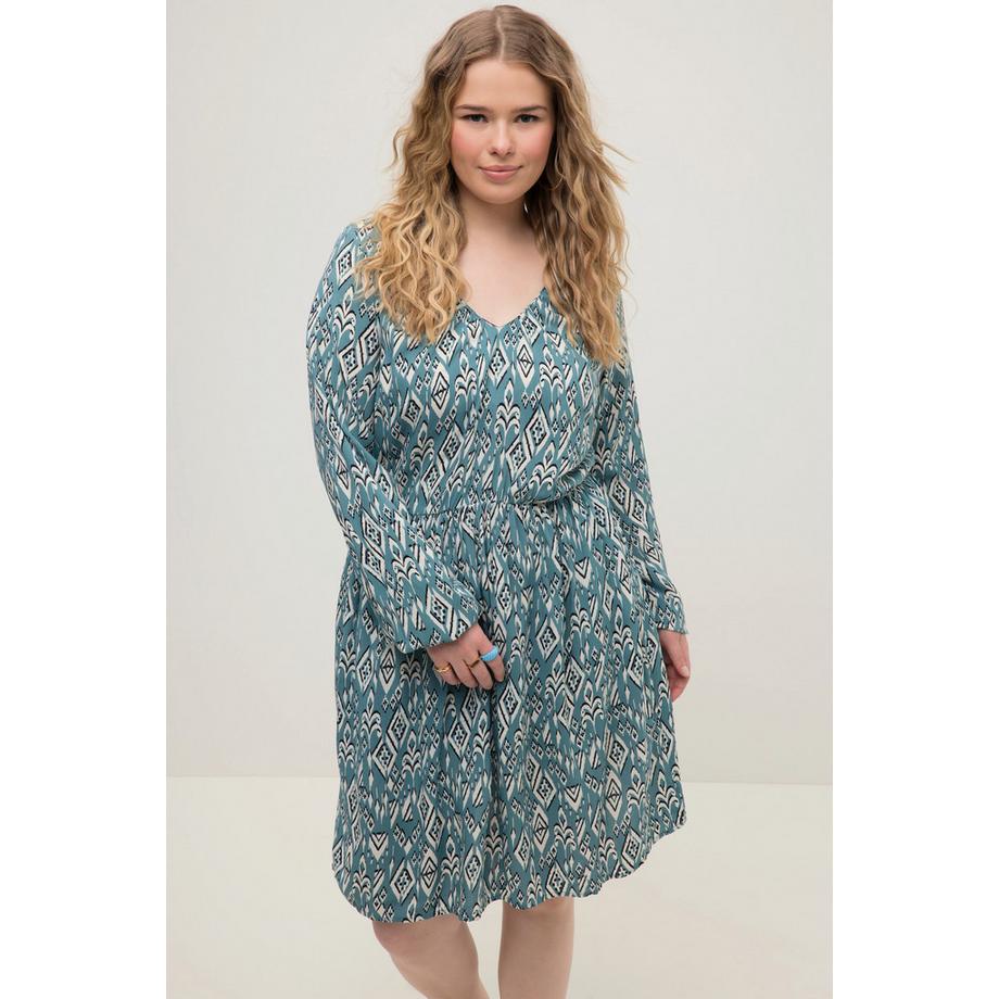 Studio Untold Mini A-Linien Tribal Print Langarmkleid  
