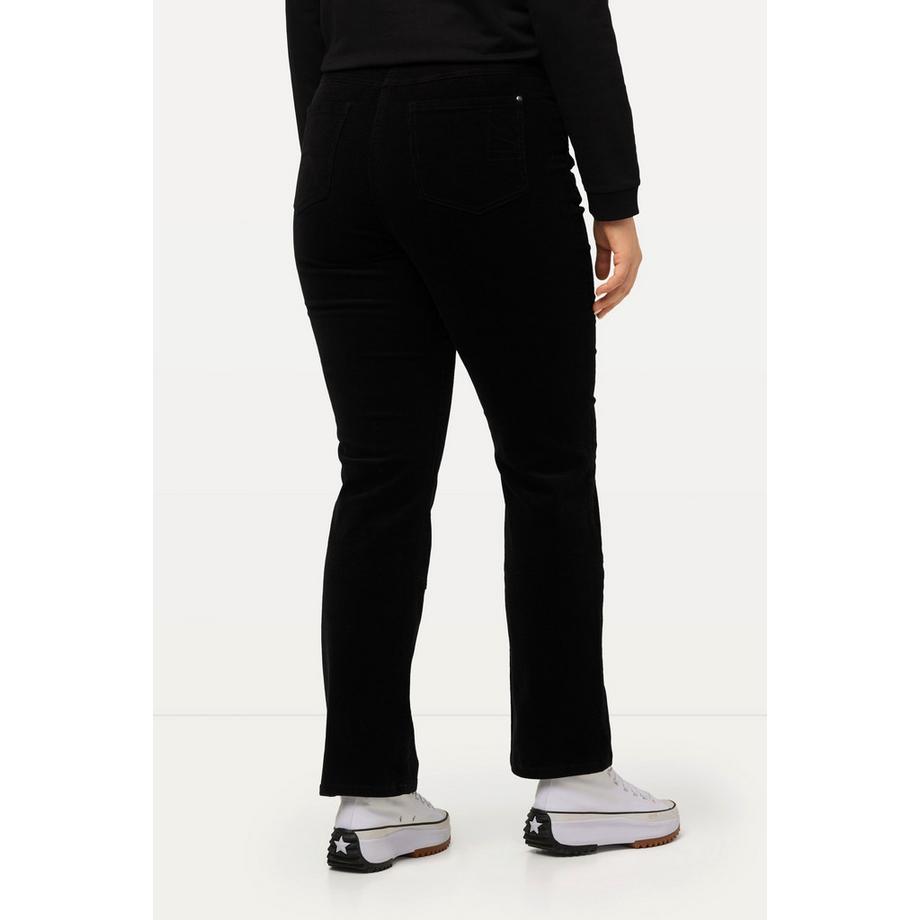 Ulla Popken Pantalon en velours côtelé Mandy Jambes Larges Droites Ceinture Confortable  