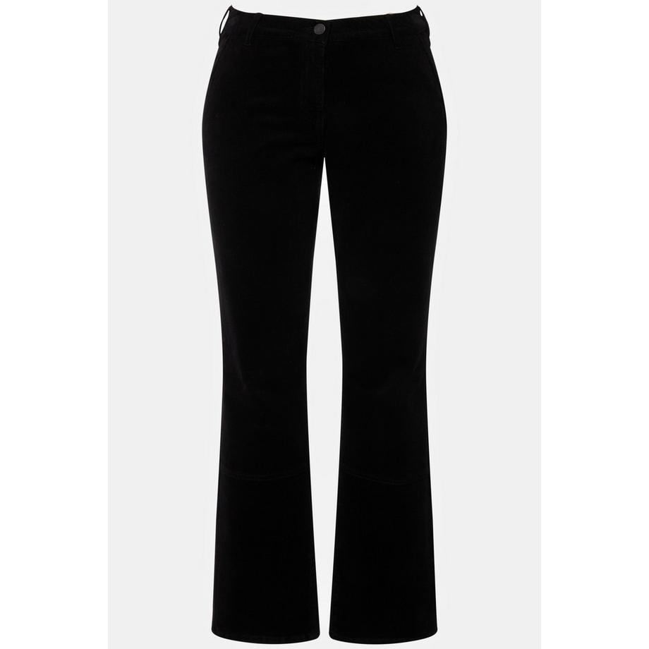 Ulla Popken Pantalon en velours côtelé Mandy Jambes Larges Droites Ceinture Confortable  