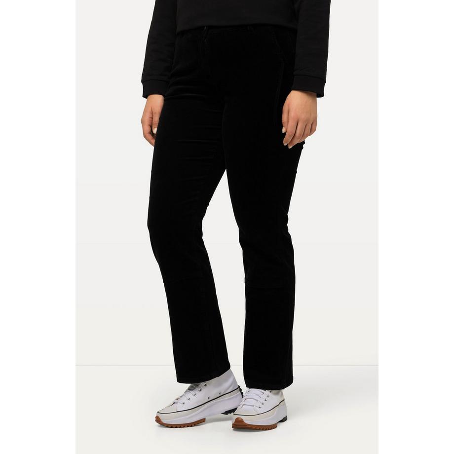 Ulla Popken Pantalon en velours côtelé Mandy Jambes Larges Droites Ceinture Confortable  