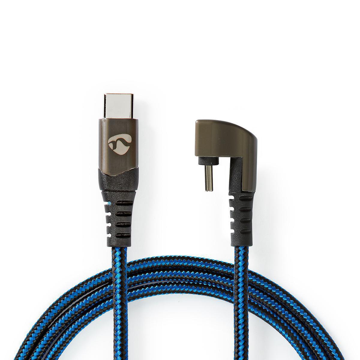 Nedis  Câble USB | USB 2.0 | USB-C™ mâle | USB-C™ mâle | 480 Mbps | Plaqué or | 2,00 m | Rond | Tressé / Nylon | Bleu / Noir | Boîte avec fenêtre couverte 