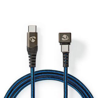 Nedis  Câble USB | USB 2.0 | USB-C™ mâle | USB-C™ mâle | 480 Mbps | Plaqué or | 2,00 m | Rond | Tressé / Nylon | Bleu / Noir | Boîte avec fenêtre couverte 