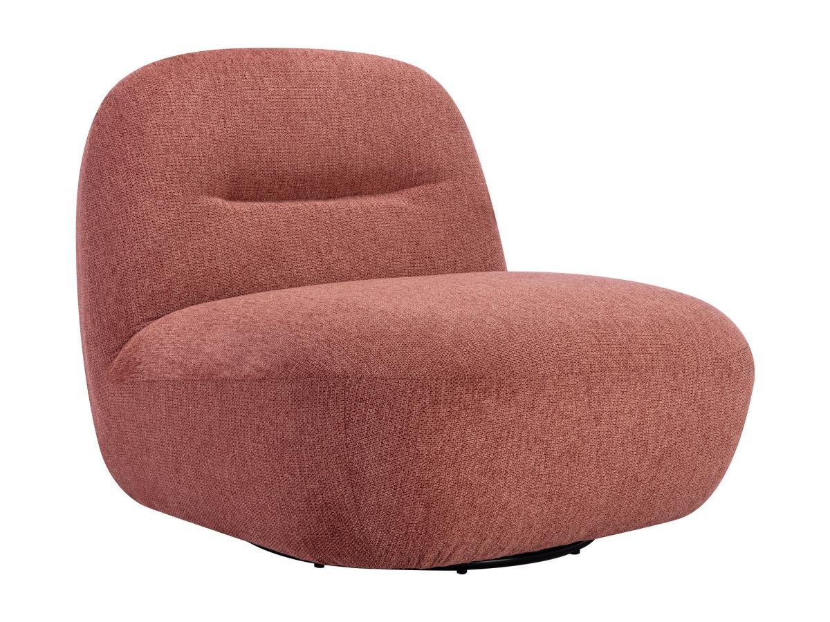 Vente-unique Fauteuil pivotant en tissu texturé terracotta POZETI  