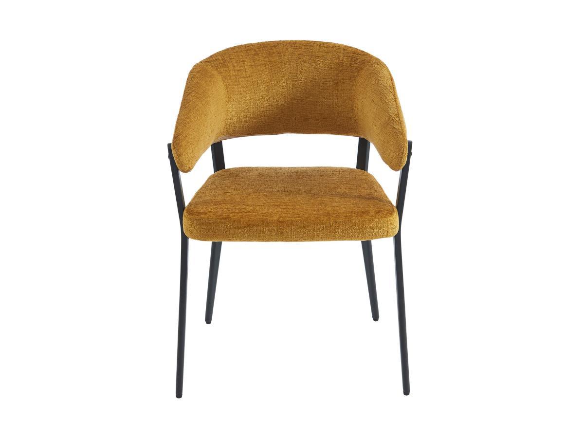 Vente-unique Lot de 2 chaises avec accoudoirs en tissu et métal noir - Jaune moutarde - AVRELA  