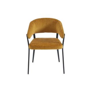 Vente-unique Lot de 2 chaises avec accoudoirs en tissu et métal noir - Jaune moutarde - AVRELA  