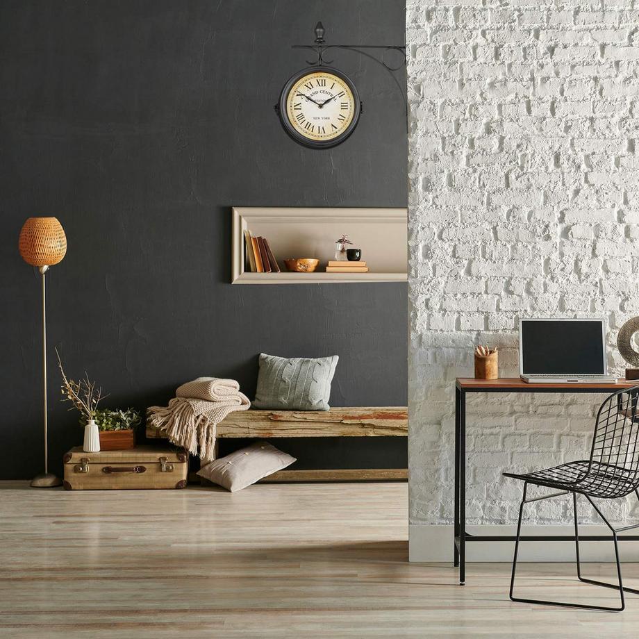 B2X Horloge de gare double face noire  