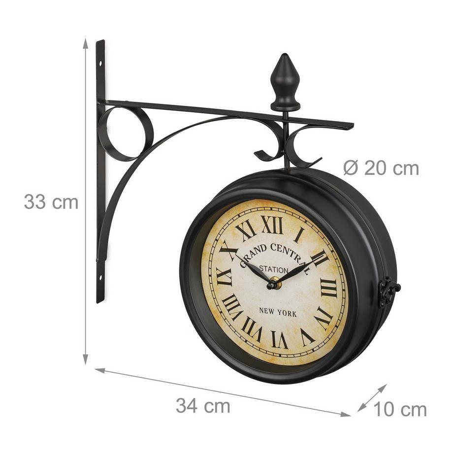 B2X Horloge de gare double face noire  