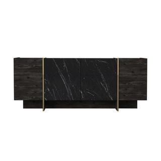 Vente-unique Sideboard mit 4 Türen - Marmor-Optik Schwarz & Goldfarben - CADEBA  