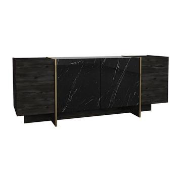 Sideboard mit 4 Türen - Marmor-Optik Schwarz & Goldfarben - CADEBA