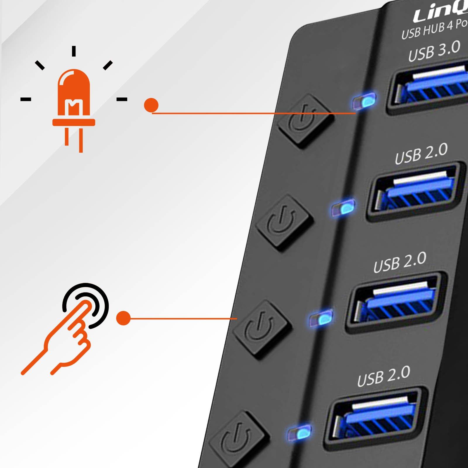 Avizar  4-in-1 USB 3.0 + 3x USB 2.0 Hub LinQ 