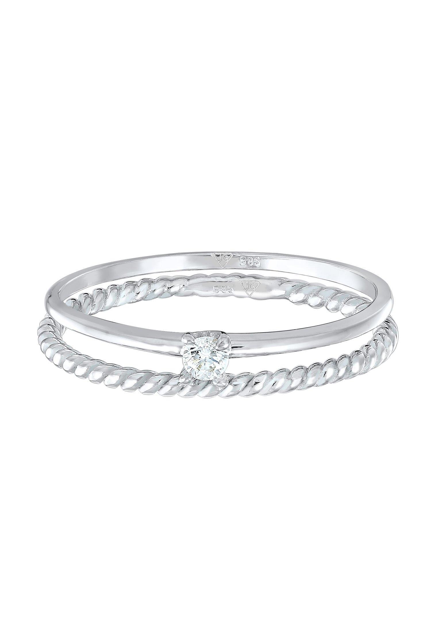 Elli  Ring Diamant (0.06 Ct) Solitär Bandring 585 Weißgold 