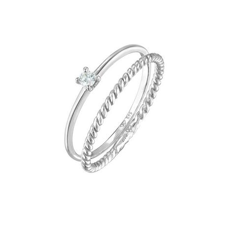 Elli  Ring Diamant (0.06 Ct) Solitär Bandring 585 Weißgold 