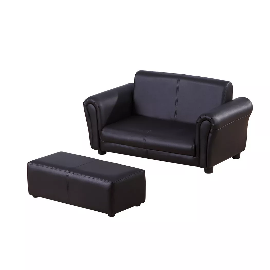 HOMCOM - Poltrona Per Bambini Con Poggiapiedi, Divano E Sgabello Per Bambini In Nero, Comodo Set Di Poltrone Per Divani, 83X42X41 Cm, One Size