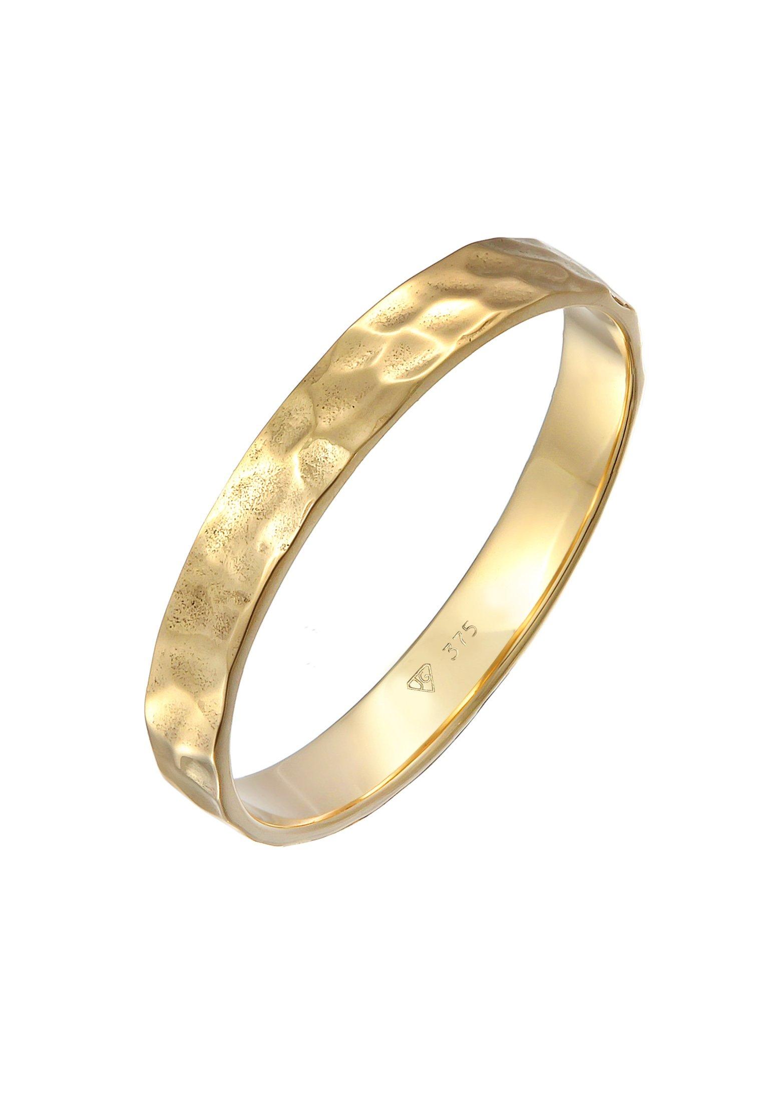 Image of Ring Bandring Ring Gehämmert 375er Gelbgold Damen Gold 60mm