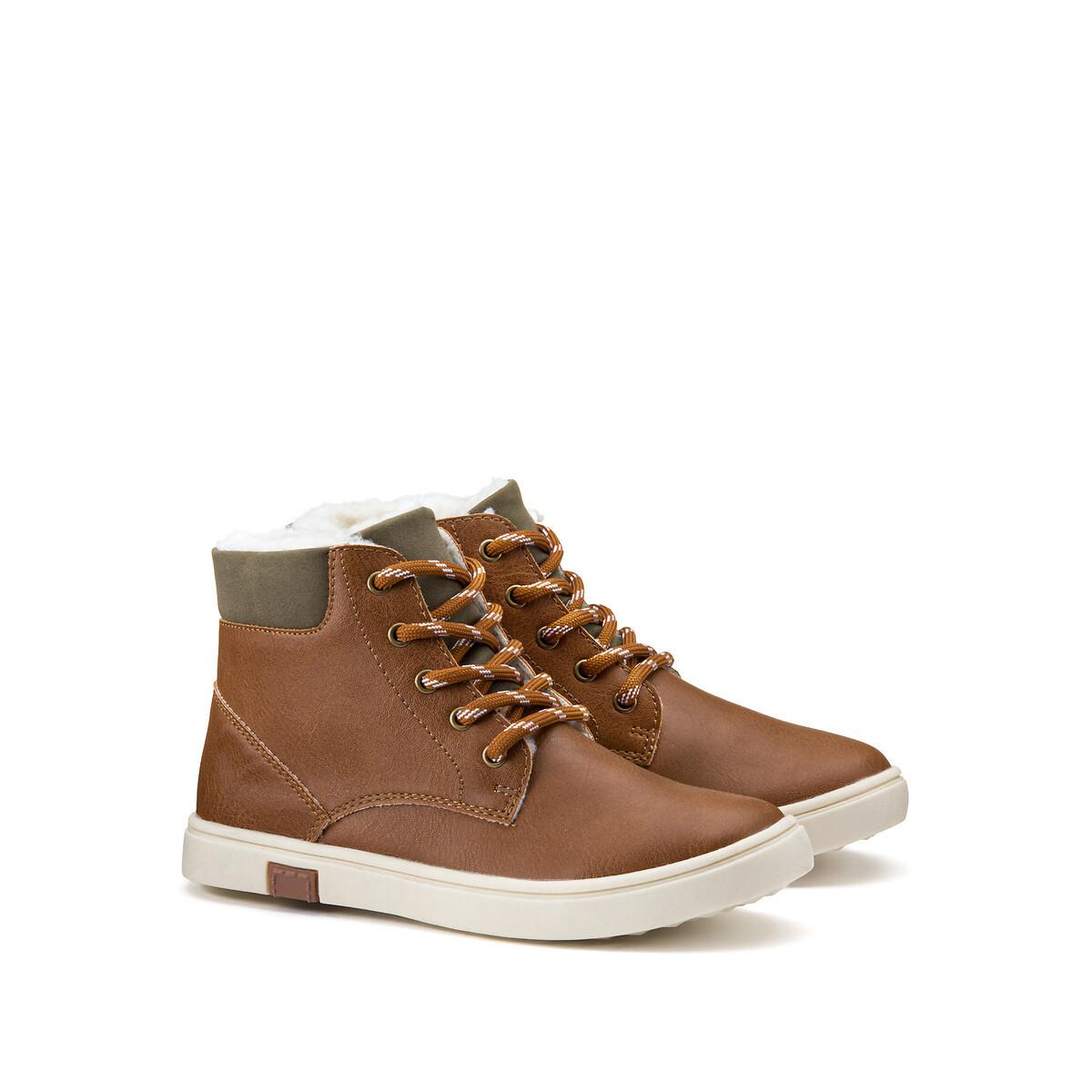 Image of Gefütterte Boots Mit Reissverschluss Und Schnürung Unisex Braun 34