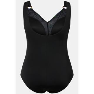 Ulla Popken  Maillot de bain coques souples, décolleté en V. Fleurs et fronces. 