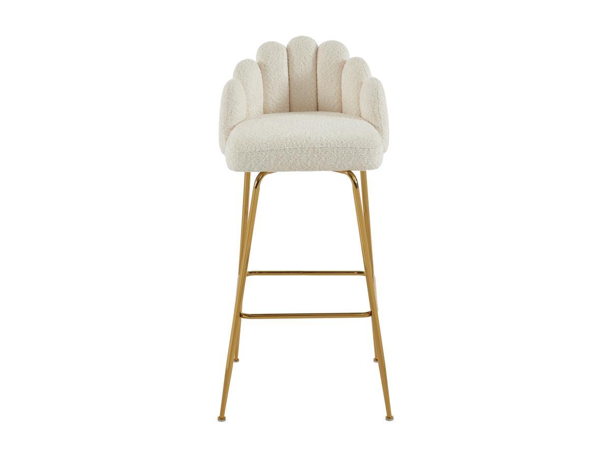 PASCAL MORABITO Barhocker 2er-Set - Bouclé-Stoff & goldfarbenes Metall - Cremefarben - ALTINAM von Pascal MORABITO  