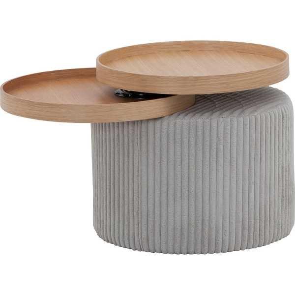 mutoni Table d'appoint en tissu texturé gris clair  