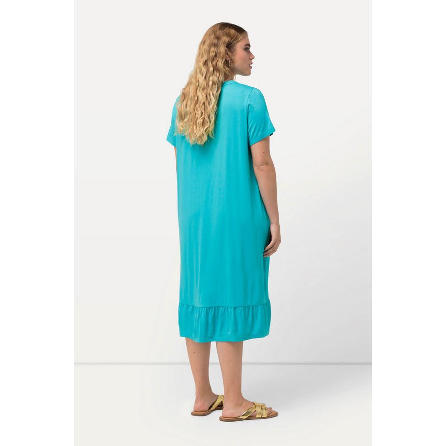 Ulla Popken Jersey Midikleid A-Linie Tunika Ausschnitt Halbarm  