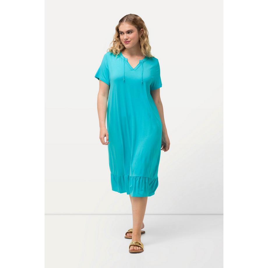 Ulla Popken Jersey Midikleid A-Linie Tunika Ausschnitt Halbarm  