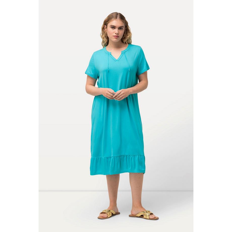 Ulla Popken Jersey Midikleid A-Linie Tunika Ausschnitt Halbarm  