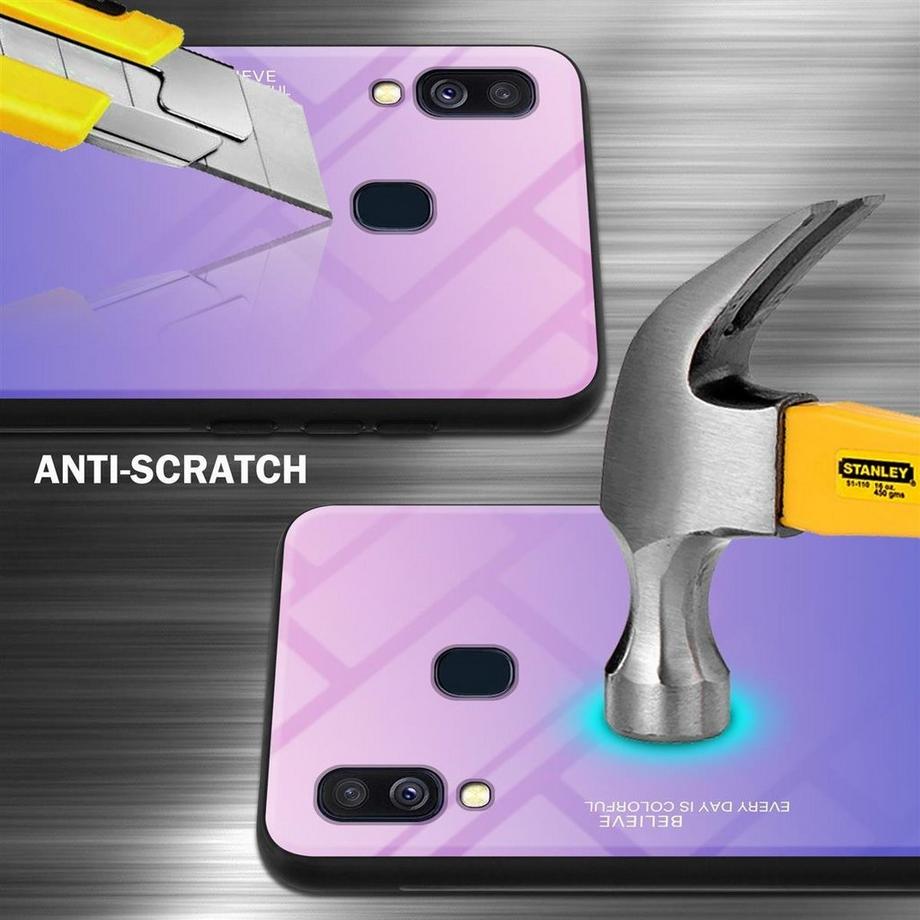 Cadorabo  Housse compatible avec Samsung Galaxy A40 - Coque de protection bicolore en silicone TPU et dos en verre trempé 