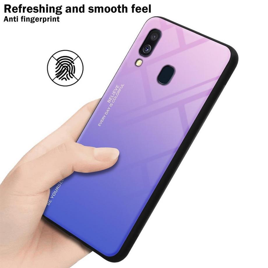 Cadorabo  Housse compatible avec Samsung Galaxy A40 - Coque de protection bicolore en silicone TPU et dos en verre trempé 