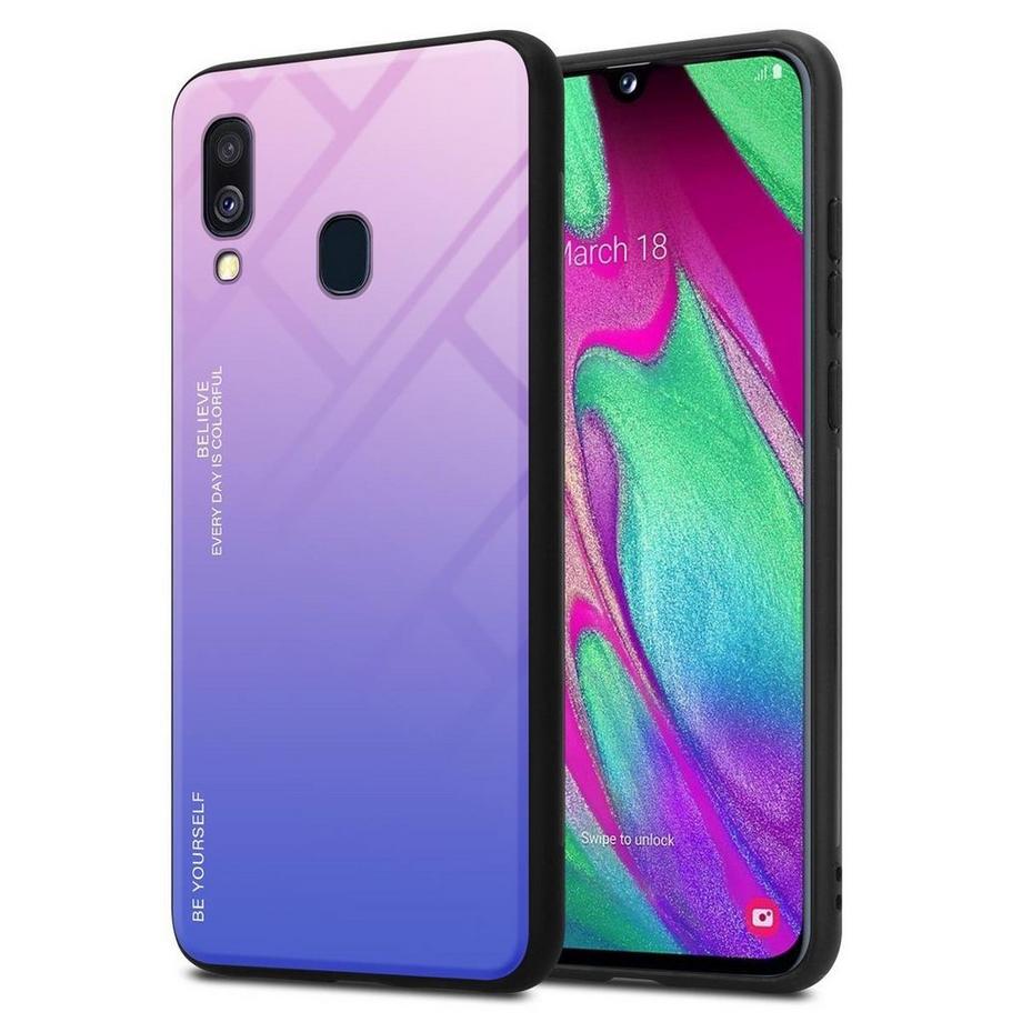 Cadorabo  Housse compatible avec Samsung Galaxy A40 - Coque de protection bicolore en silicone TPU et dos en verre trempé 
