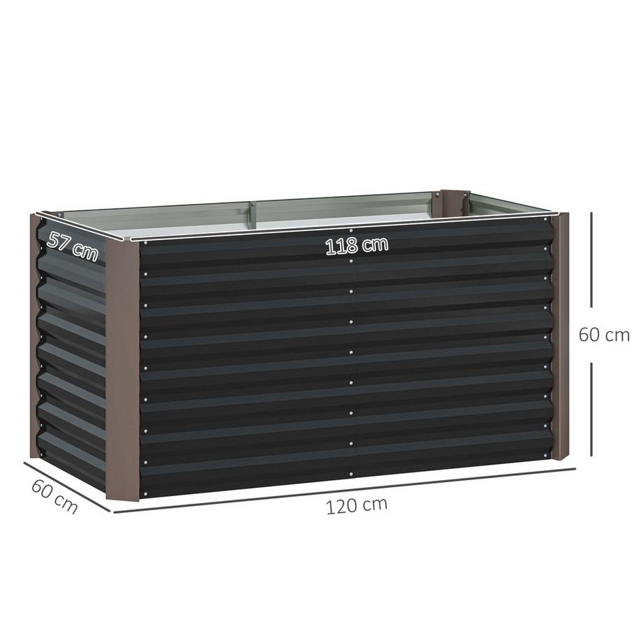 Northio Set di 2 aiuole rialzate, resistenti alle intemperie, aiuola, cornice fredda, aiuola da giardino, vaso per piante, fioriera in acciaio zincato, fioriera per terrazza e giardino, 120 x 60 x 60 cm  