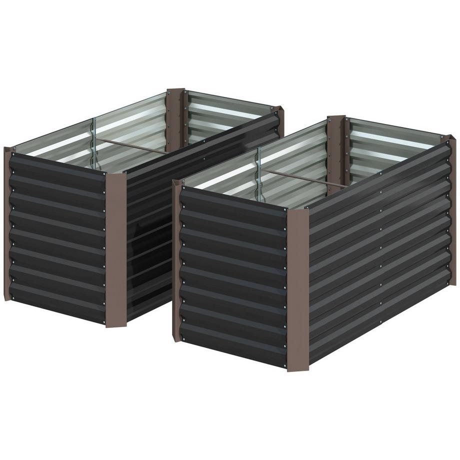 Set di 2 aiuole rialzate, resistenti alle intemperie, aiuola, cornice fredda, aiuola da giardino, vaso per piante, fioriera in acciaio zincato, fioriera per terrazza e giardino, 120 x 60 x 60 cm