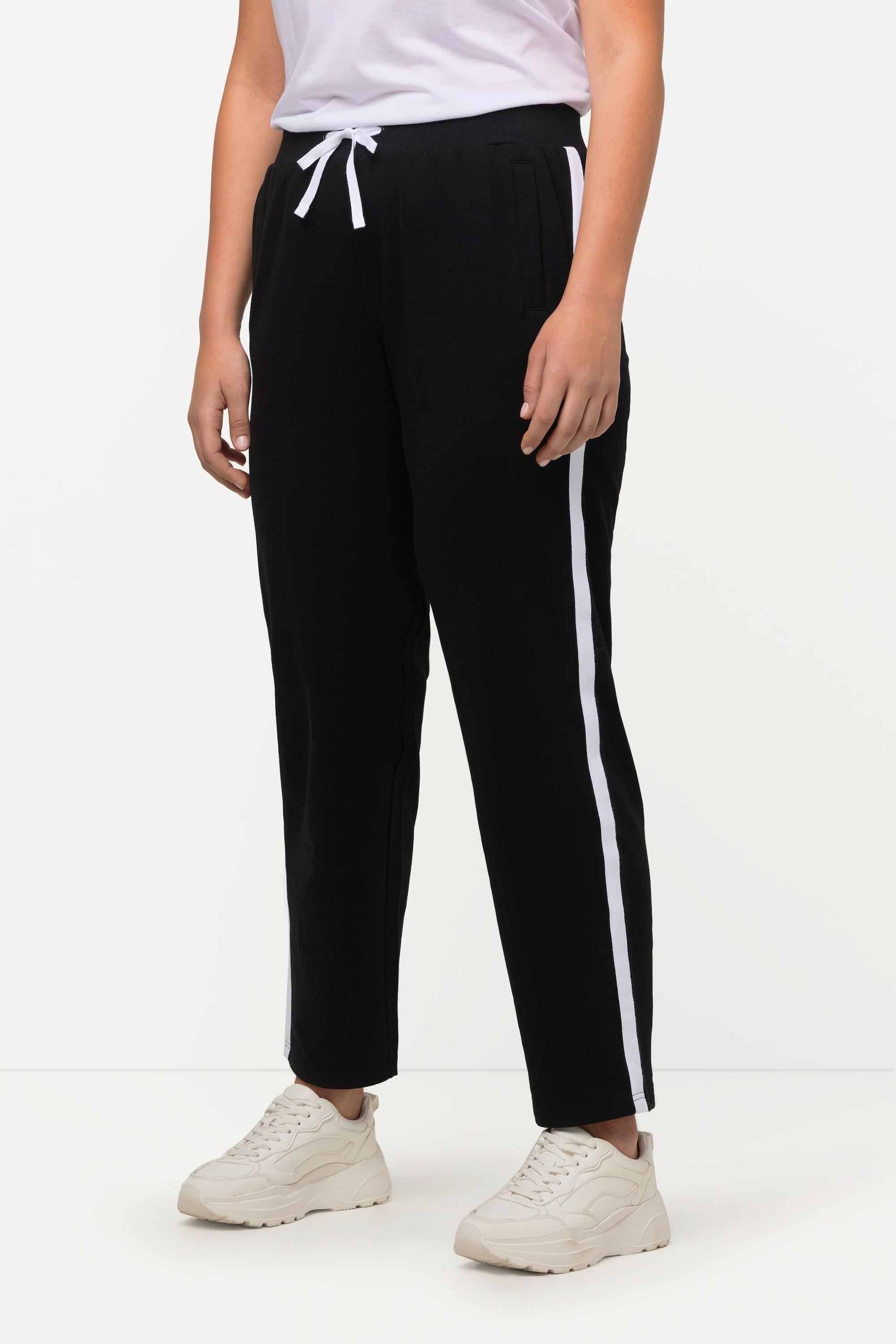 Ulla Popken  Pantalon de jogging à taille élastique et bande fantaisie le long de la jambe 