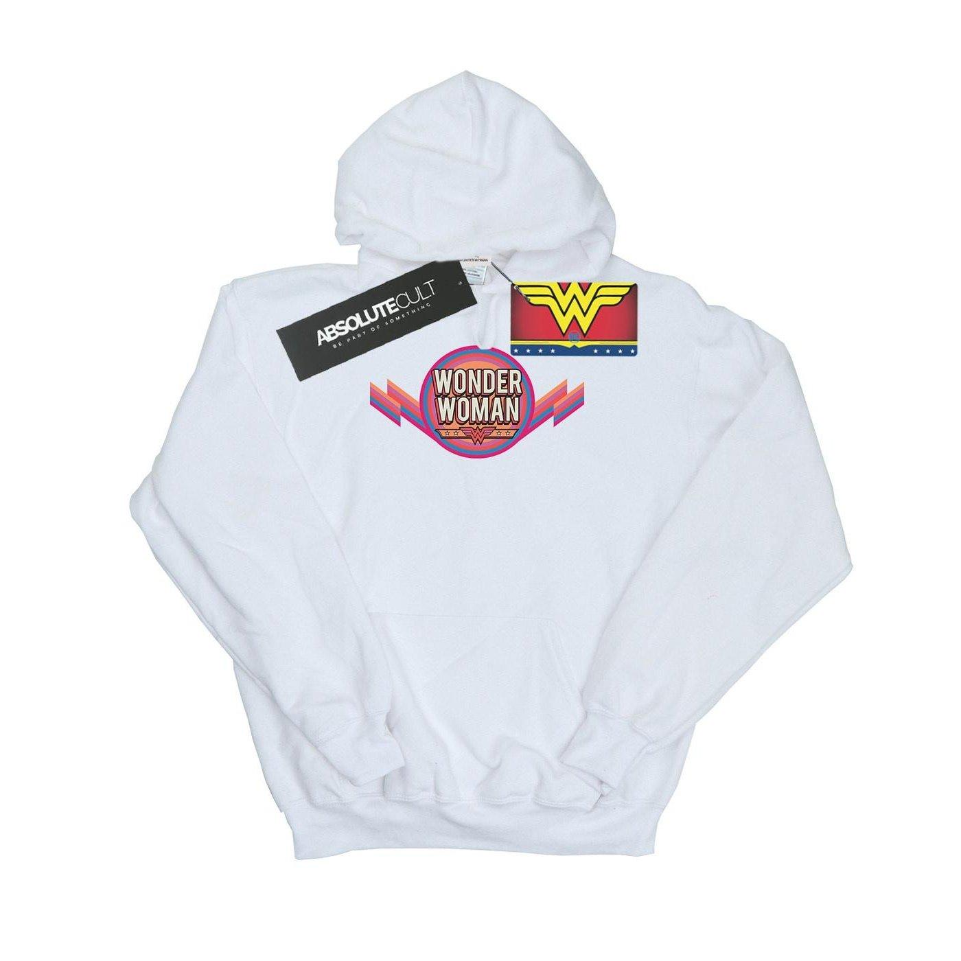 Image of Wonder Woman Rainbow Logo Kapuzenpullover Mädchen Weiss 128