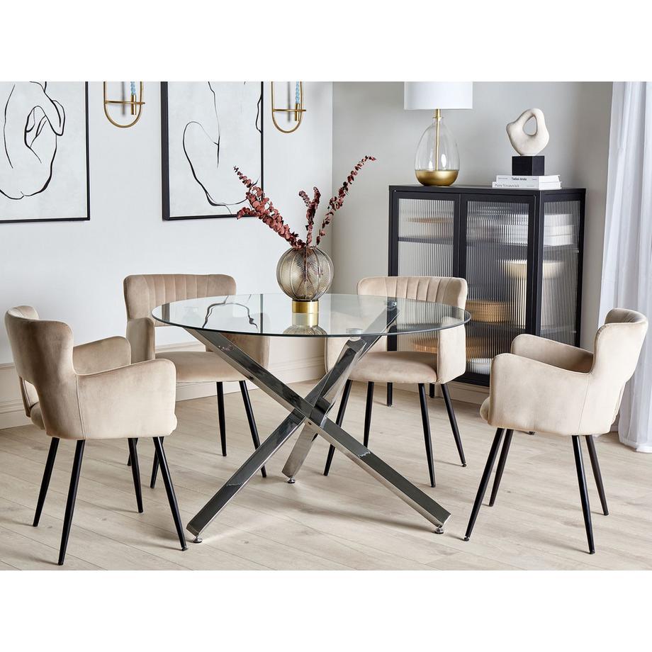 Beliani Table de repas en Verre de sécurité  BUTLER  